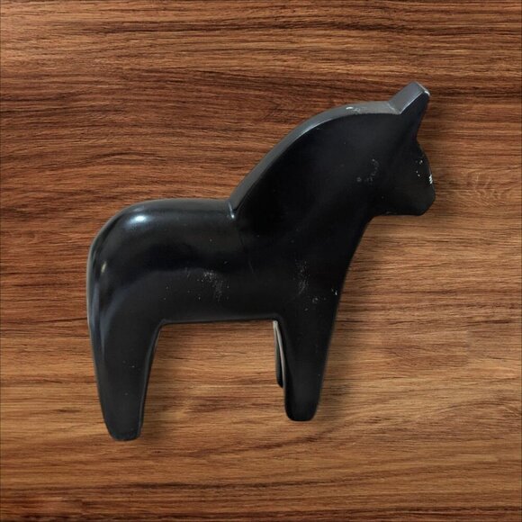 Ikea Black Wooden Horse Figurine statue Large 11"x 9.5" Swedish - Picture 1 of 10